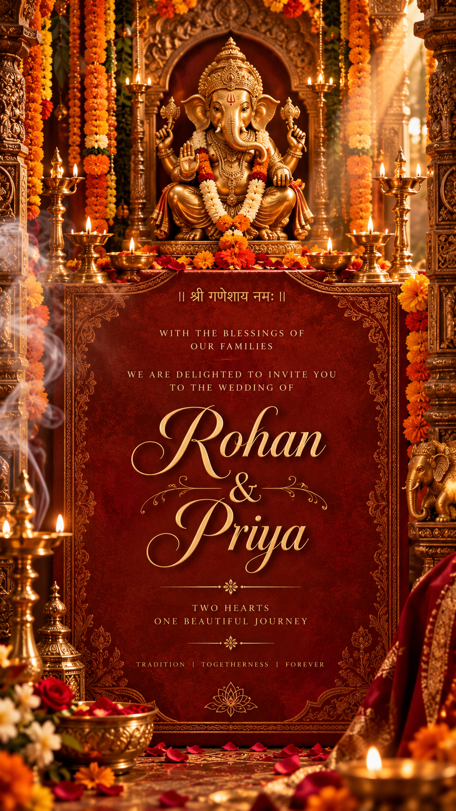Divine Ganesha royal blessing wedding invitation